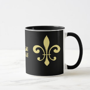 Caneca Preto e Dourado Fleur De Lis Mug - Data