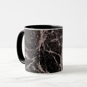 Caneca Preto e Dourado Rosa Brilho Mármore Glam Moderno