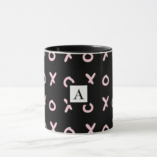 Caneca Preto e Rosa Bebê X O XO XO's Fofo da Moda (Centro)