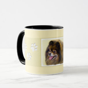 Caneca Preto e Tan de Pomeranian que pintam a arte