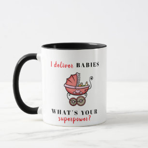Caneca Preto "Eu dou bebês - Qual é o seu superpoder?"