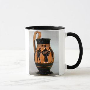 Caneca Preto-figura olpe do sótão que descreve Athena