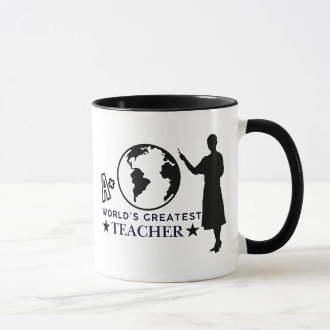 Caneca Preto Globo & Silhueta A+ Melhor Professor  (Direita)