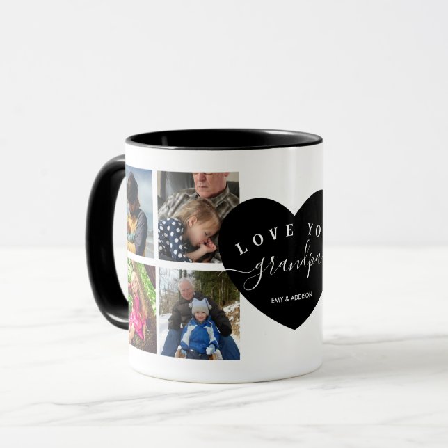 Caneca Preto Moderno Melhor Avô Personalizado Por Foto (Frente Esquerda)