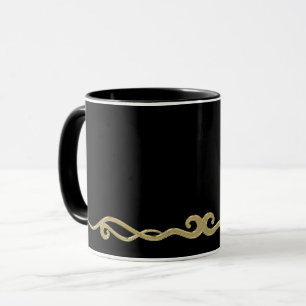 Caneca Preto negro, simplesmente elegante, floresce ouro