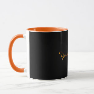 Caneca Preto-preto, acabamento laranja brilhante,