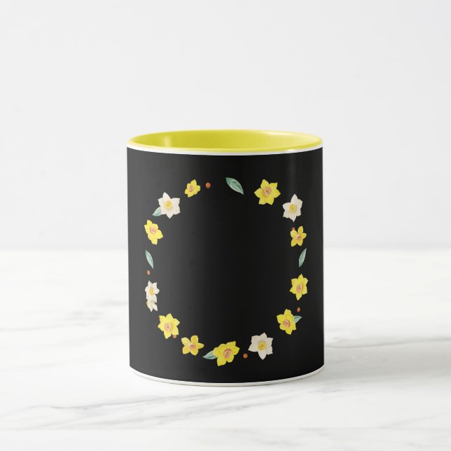 Caneca Preto-preto com flores amarelas, (Centro)