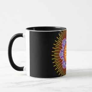 Caneca preto violeta amarelo Mandala