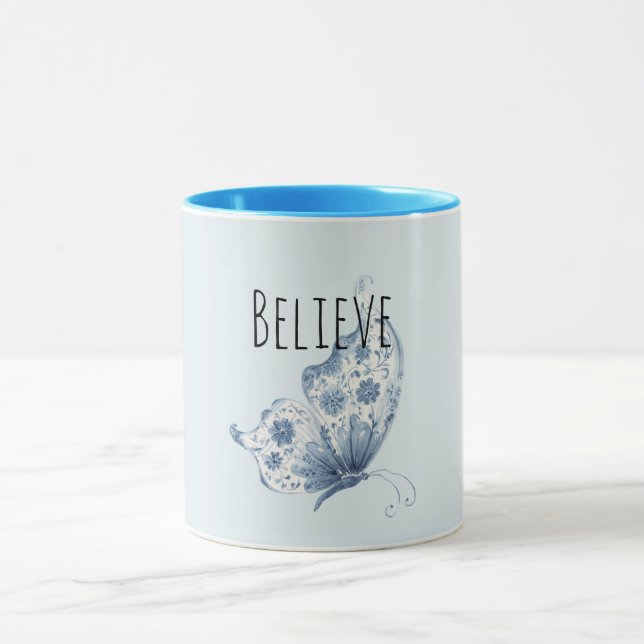 Caneca Pretty Blue Believe Butterfly (Centro)