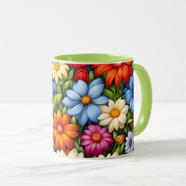 Caneca Pretty Flowers, Brightly Colored, (Frente Esquerda)