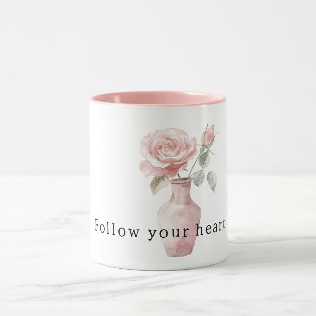 Caneca Pretty Pink Rose Flowers in Vase (Centro)