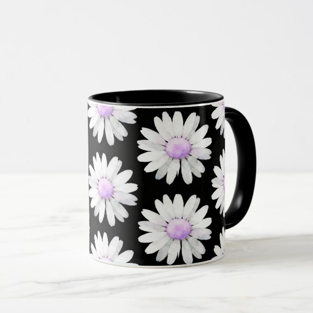 Caneca Pretty Purple Dotted Daisy's (Frente Esquerda)