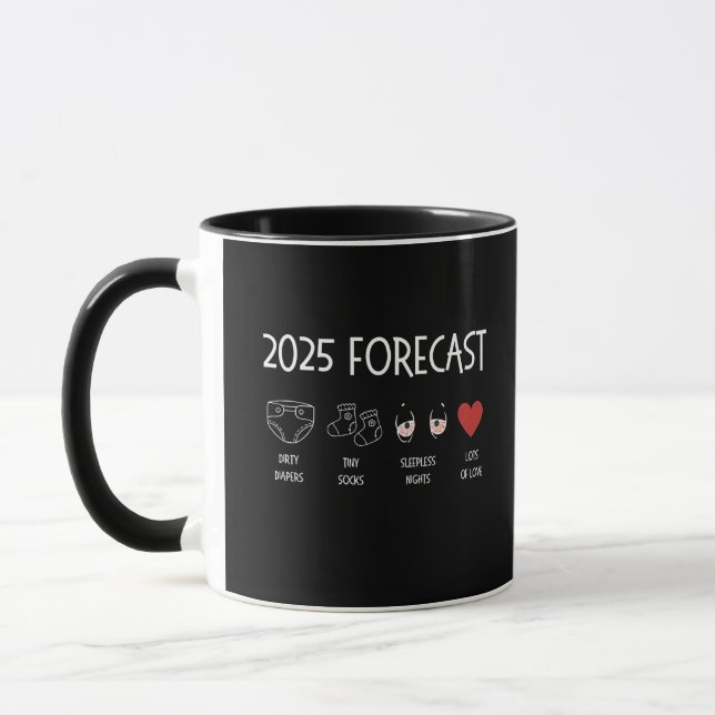 Caneca Previsão De 2025 Mãe Para Ser Ano Novo (Esquerda)