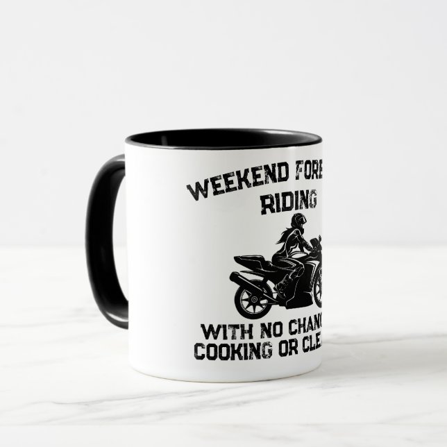 Caneca Previsão de fim de semana de passeio... Piadas de  (Frente Esquerda)
