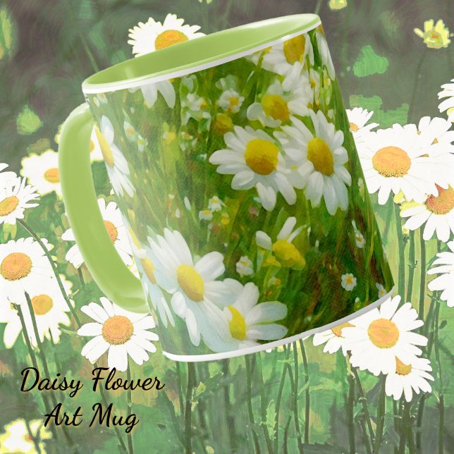 Caneca Primavera Daisy Flowy Garden Art Mug Cup (Daisy flower garden art mug.)