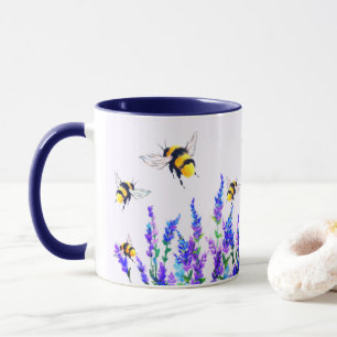 Caneca Primavera de flores e abelha