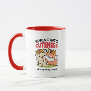 Caneca Primavera dentro da cutena - Ilustração Adorável d
