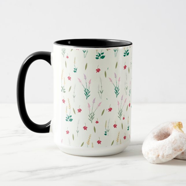 Caneca Primavera Flor Padrão Combo Floral (Com Donut)