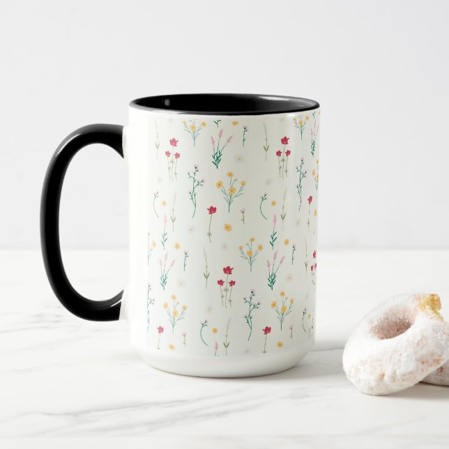 Caneca Primavera Flor Padrão Combo Floral (Com Donut)