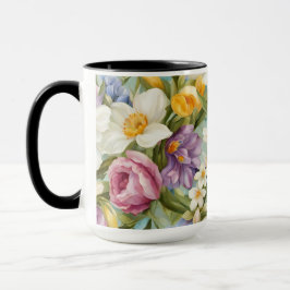Caneca Primavera. Narciso, Hyacintos, Tulipas, Ovos de Pá