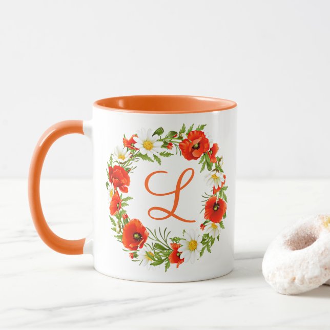 Caneca Primavera personalizado fava margarida monograma a (Com Donut)