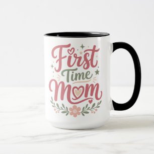 Caneca Primeira Mãe Fofa Design Floral Maternidade