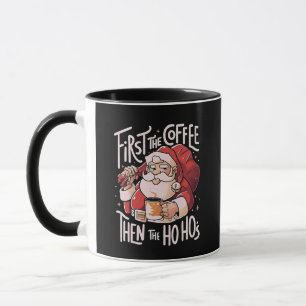 Caneca Primeiro Café, Depois os Ho Hos Natal Papai Noel 