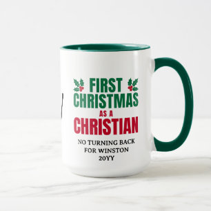 Caneca PRIMEIRO Monograma Personalizado do NATAL CRISTÃO