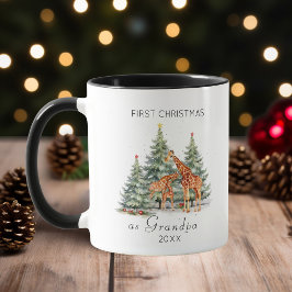 Caneca Primeiro Natal como Avô Cute Girafas