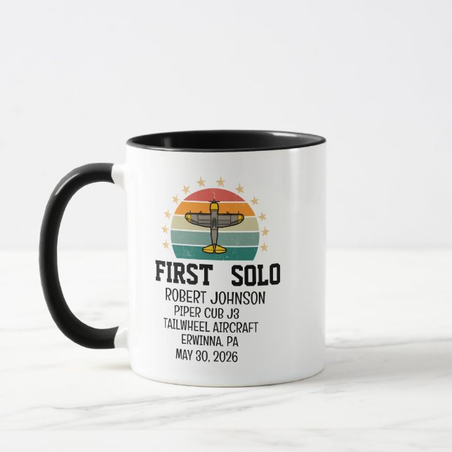 Caneca Primeiro PILOT de avião Solo Personalizado Retroat (Esquerda)