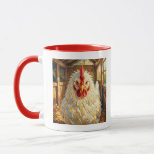 Caneca Primeiro plano engraçado de frango em impasto que