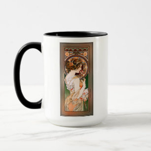 Caneca Primrose por Alphonse Mucha