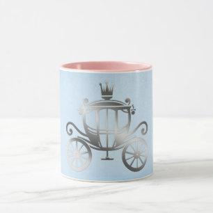 Caneca Princesa Carruagem Azul de Prata Elegante 