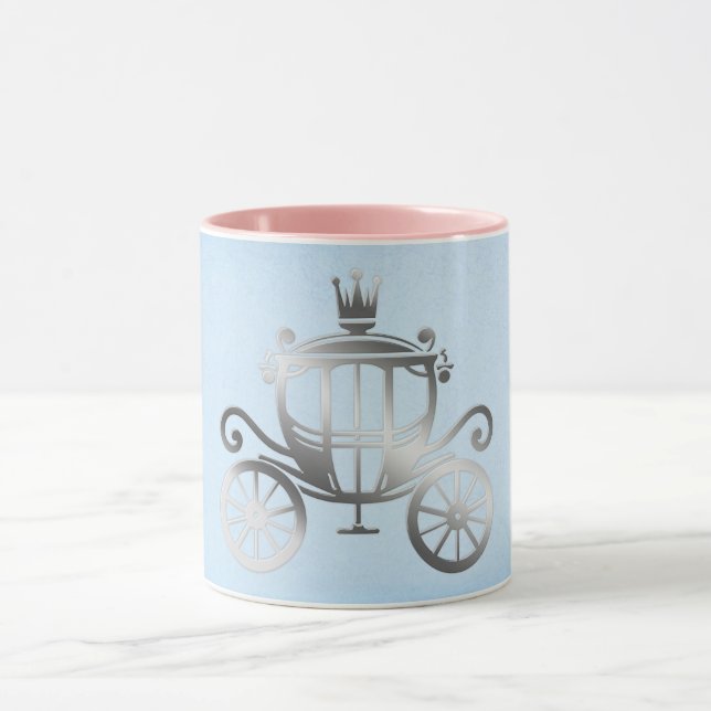 Caneca Princesa Carruagem Azul de Prata Elegante  (Centro)