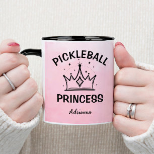 Caneca Princesa do Pickleball Rosa Ombre com Coroa