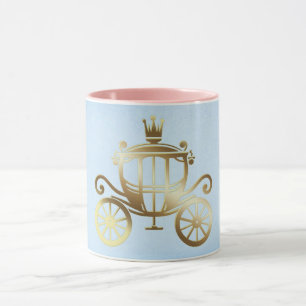 Caneca Princesa Dourada e elegante Carruagem Azul Storybo