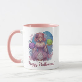 Caneca Princesa Halloween em tons pastel
