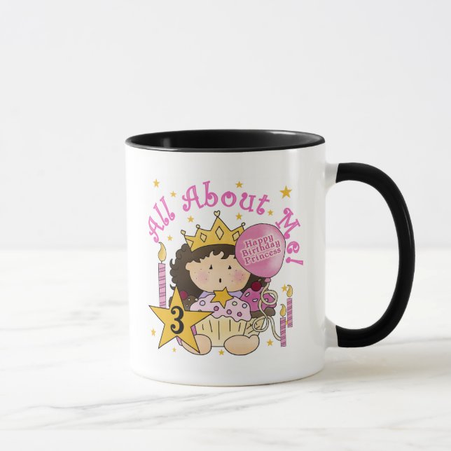 Caneca Princesa Tudo Sobre Mim aniversário de 3 anos Cami (Direita)