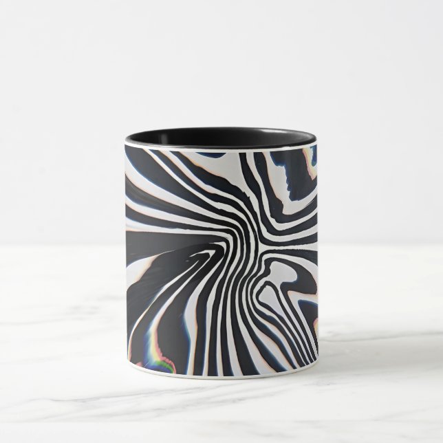 Caneca Prisma de Arte de Linha Distorcida com Efeito Glit (Centro)