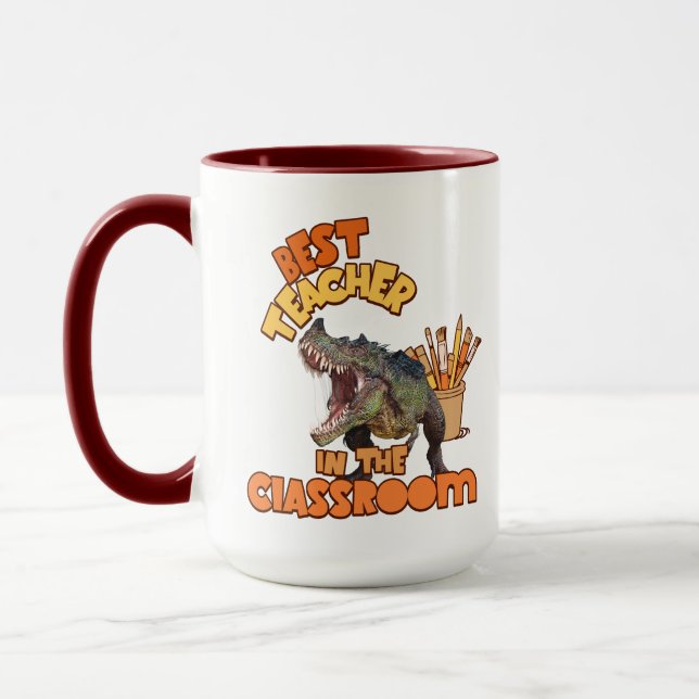 Caneca Professor de Arte de Dinossauro Engraçado Sala de  (Esquerda)