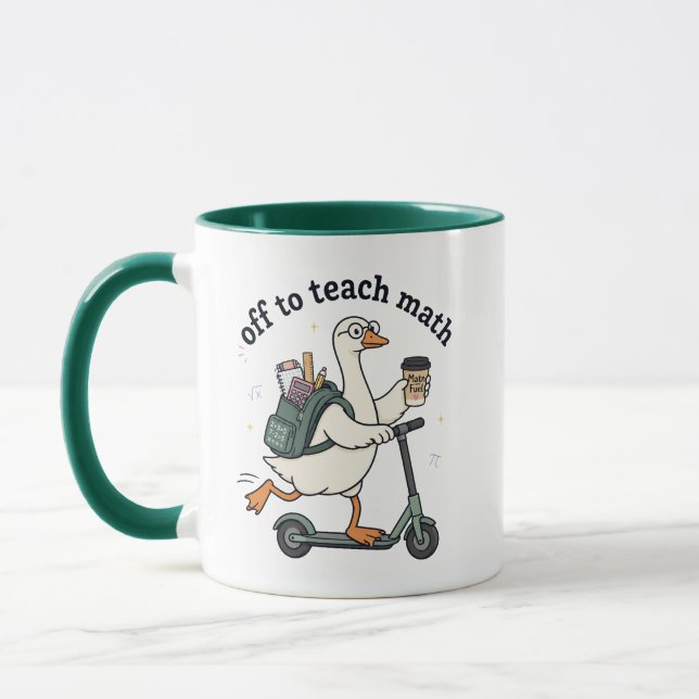 Caneca Professor de Matemática Ganso Engraçado Vai Ensina (Esquerda)