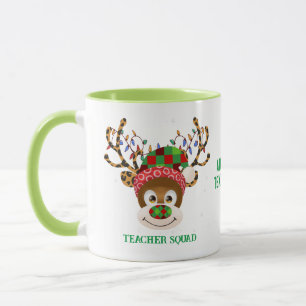 Caneca Professor de Natal Reindeer Professora Verde