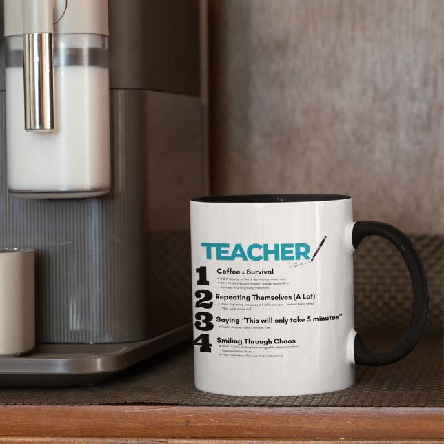 Caneca Professor de qualidades azuis com caneta de tinta  (Criador carregado)