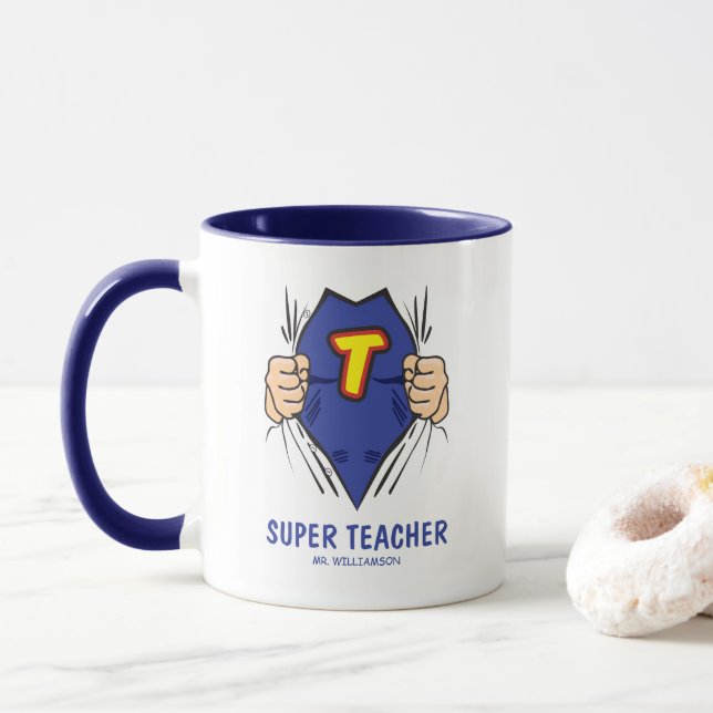 Caneca Professor de Super Herói legal (Com Donut)