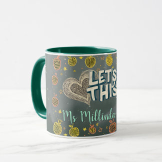 Caneca Professor de Volta às Aulas em Estilo de Quadro Ne