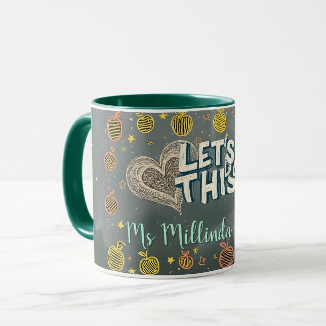 Caneca Professor de Volta às Aulas em Estilo de Quadro Ne (Frente Esquerda)