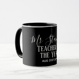 Caneca Professor do Ano Personalizado Texto Moderno Prese