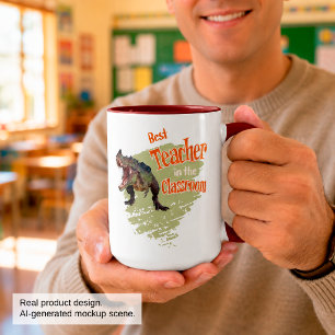 Caneca Professor Mais Engraçado Dinossauro na Sala de Aul