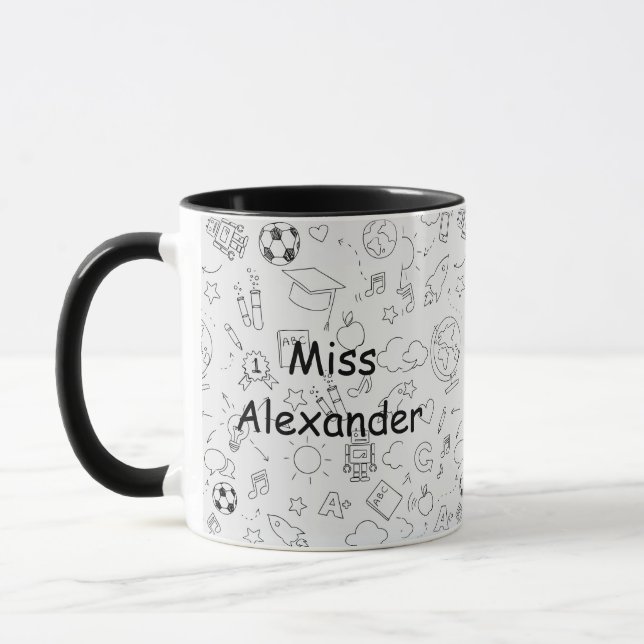 Caneca Professor Personalizado de Escola Primária  (Esquerda)