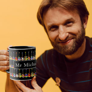 Caneca professor personalizado de música de guitarra